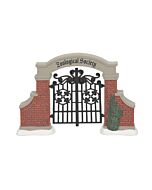 Ornate porcelain entrance gate with metal doors for the Dickens' Village Zoological Gardens.
