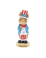 Uncle Sam Mouse stands tall in his red, white, and blue attire, a tiny tribute to American spirit. Collect him and his historical pals—George Washington, Betsy Ross, Ben Franklin, and the Statue of Liberty—for a paw-some Americana display!