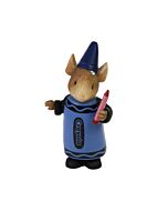 A whimsical mouse figurine dressed as a crayon, representing joy and artistic expression.