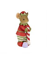 A festive mouse golfer in an elf outfit, swinging a candy cane club at a gumdrop ball. Adorned with sparkling crystals and jingle bells, this sugary-sweet player brings holiday cheer to your miniature winter wonderland.