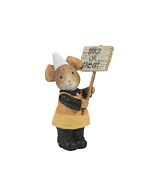 A sweet Halloween treat, this adorable mouse figurine is dressed as a candy corn, holding a 'Trick or Treat' wooden sign, bringing festive fall spirit to your home.