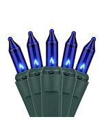 50 Blue Lights Grn Wire - Incandescent