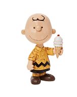 This Jim Shore mini figurine features Charlie Brown beaming with joy as he holds a giant ice cream cone topped with a cherry. Hand-painted with rosemaling details, it captures his classic charm and sweet delight.