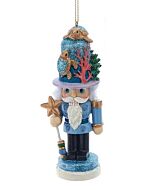 Charming nautical-themed nutcracker ornament featuring whimsical turtle companions, designed with maritime details and sea-inspired elements perfect for adding oceanic holiday magic to Christmas trees and festive decorations