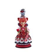 Kurt Adler Hollywood Nutcracker depicting the Queen of Hearts in her iconic red and black attire, complete with a majestic crown and intricate details, bringing a bold Alice in Wonderland charm to holiday decor