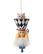 Whimsical Alice peeks out from under a oversized hat, channeling the madcap charm of Lewis Carroll's timeless tale in this Holly Adler design