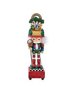 A whimsical Kurt Adler Wizard of Oz musical nutcracker featuring Dorothy, Tin Man, Scarecrow, and Cowardly Lion along the yellow brick road. Glittering in green, red, and blue, this collectible brings the beloved characters to life with playful holiday ch