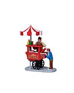 Intricately detailed resin collectible of a boy about to enjoy a hot dog from a colorful vendor cart, perfect for adding a touch of whimsy to any display.