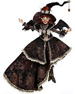 A finely crafted Mark Roberts Wayward Witch, dressed in flowing black robes, captures an enchanting blend of mystery and elegance. This lifelike figurine radiates dark sophistication, perfect for adding an heirloom-quality charm to any collection.