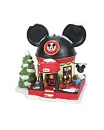 Whimsical village shop themed around Mickey Mouse Ear Hats, featuring playful signage and festive Disney-themed architecture.