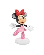 Minnie Mouse posed gracefully in a ballet stance, dressed in a pink tutu and ballet slippers, ready to perform.