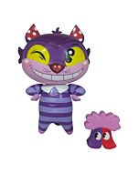 This whimsical Miss Mindy interpretation features the Cheshire Cat with his iconic purple and pink stripes, iridescent yellow eyes, and signature toothy grin, enhanced with playful polka-dotted ears and a cheeky wink. The mischievous feline welcomes visit