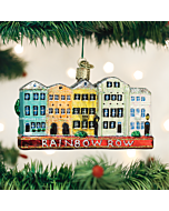 This charming ornament showcases Charleston’s iconic Rainbow Row with its thirteen pastel-colored historic houses. The vibrant design captures the charm and photogenic appeal of this beloved South Carolina landmark.