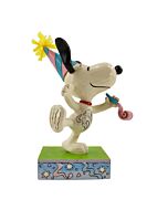 This Jim Shore figurine features Snoopy and Woodstock celebrating with party hats and festive noisemakers. Handcrafted with colorful folk art details, it captures the joyful energy of a playful birthday celebration.