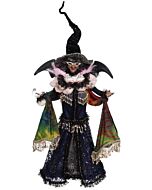 Mark Roberts' 'The Witching Hour' collectible features a meticulously crafted witch in black, adorned with layers of luxurious fabrics, beads, and feathers. A perfect addition to your fall décor, this piece embodies the spirit of Halloween.