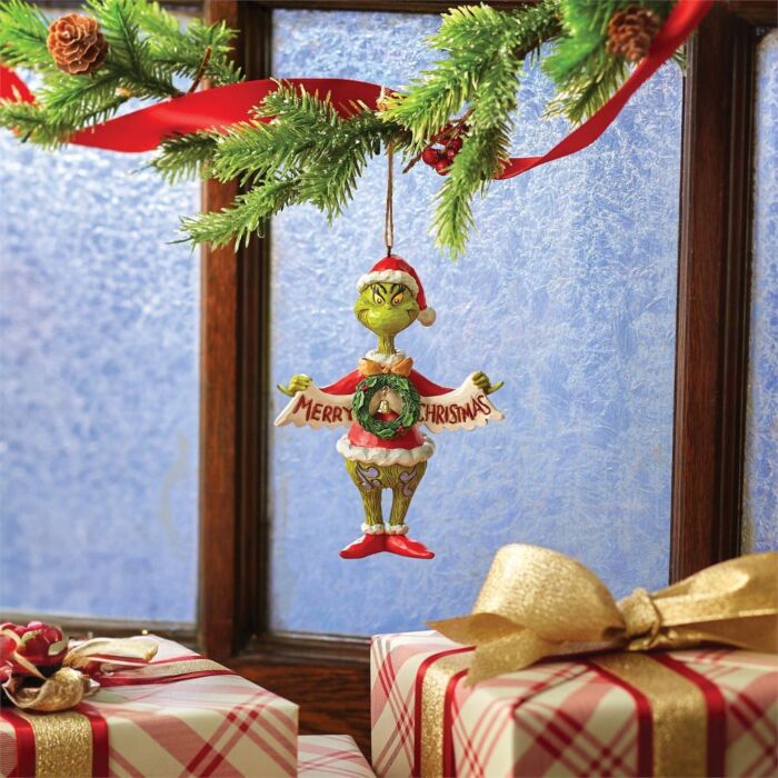 JIM SHORE HEARTWOOD CREEK 6015226 Grinch Holding Merry Christmas