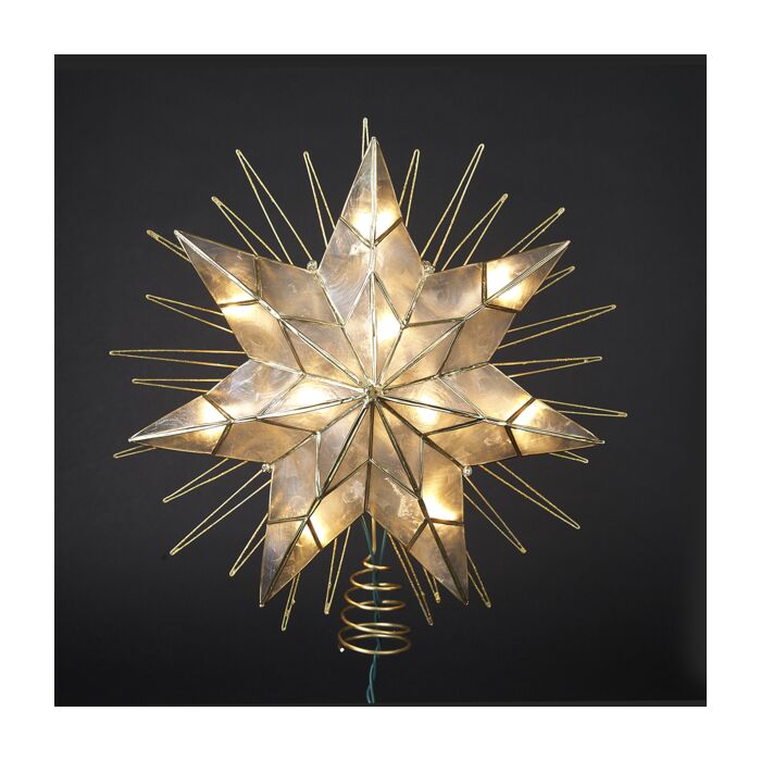 KURT ADLER UL3065 Natural Capiz Star Lighted Tree topper