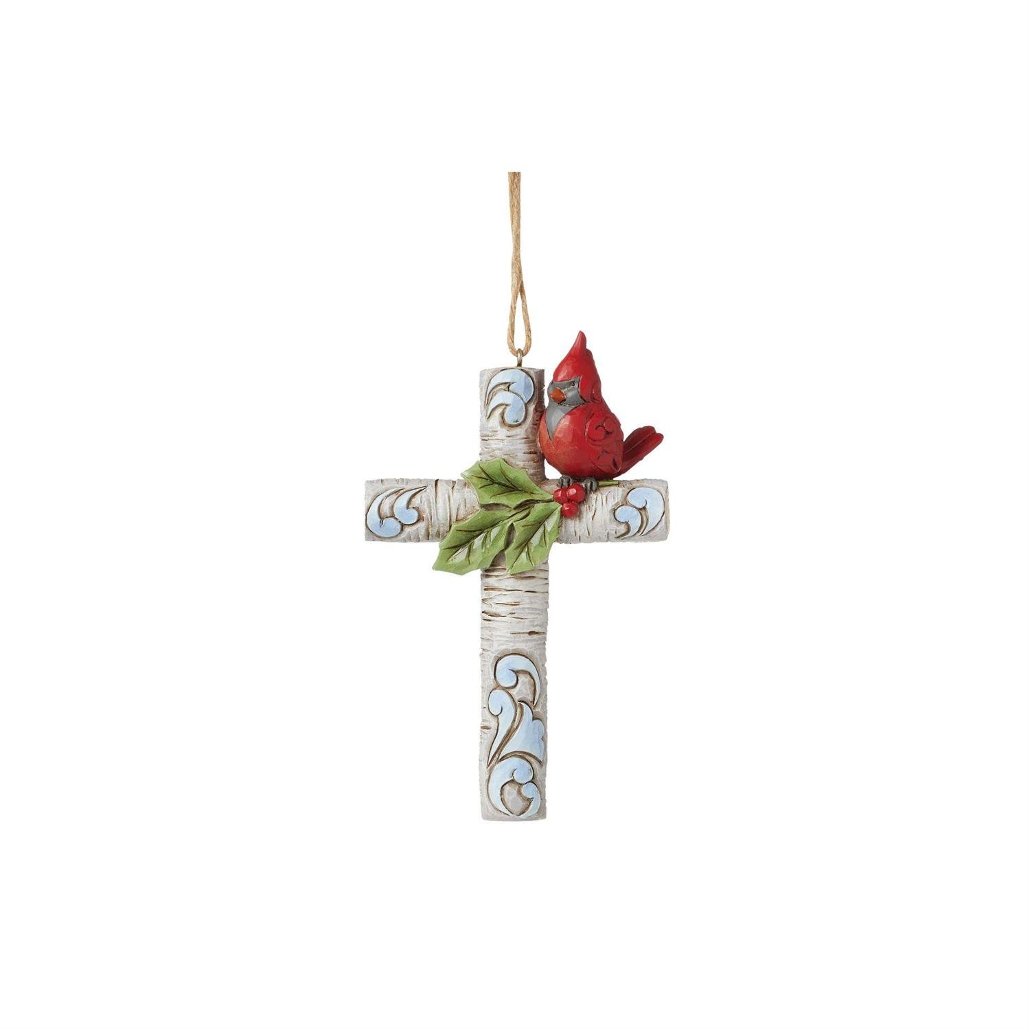 Cardinal on Cross Ornament