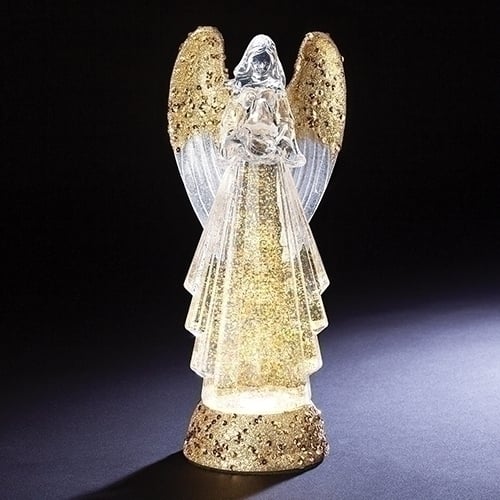 LED Swirl Gold Angel W/Bird