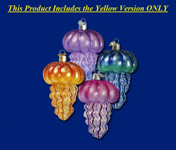 Jellyfish Glass Ornament - Yellow Version