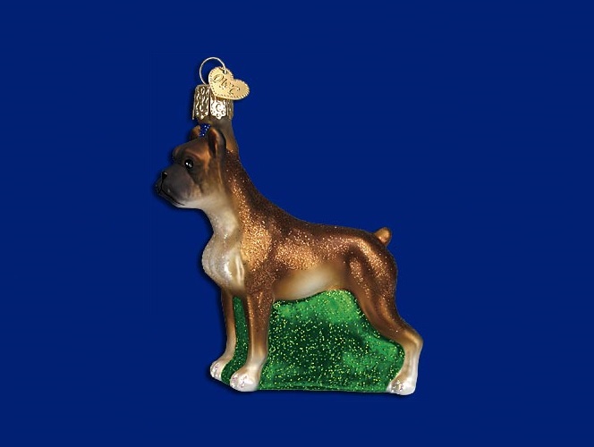 Boxer Glass Ornament