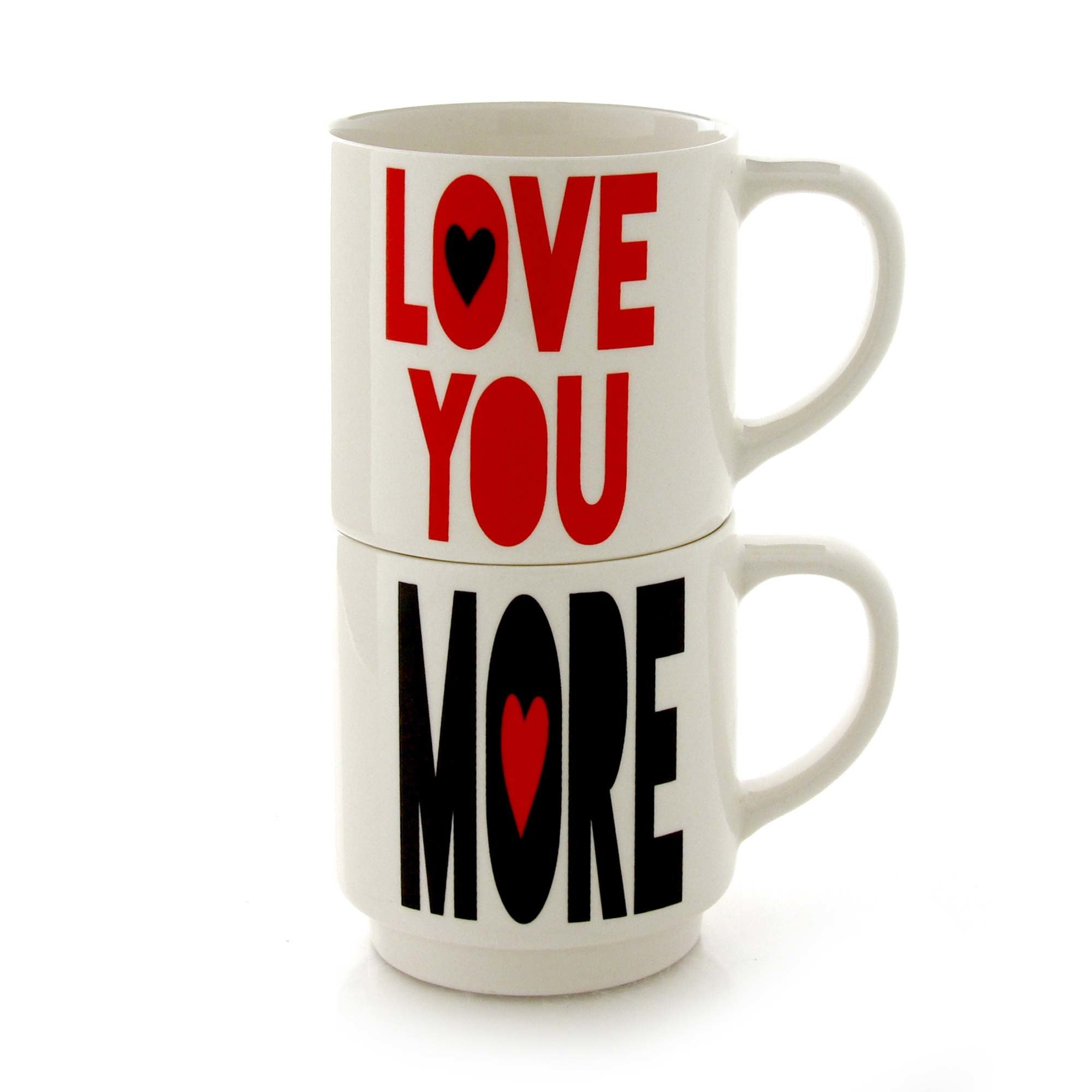 I Love You More Stacked Mugs -